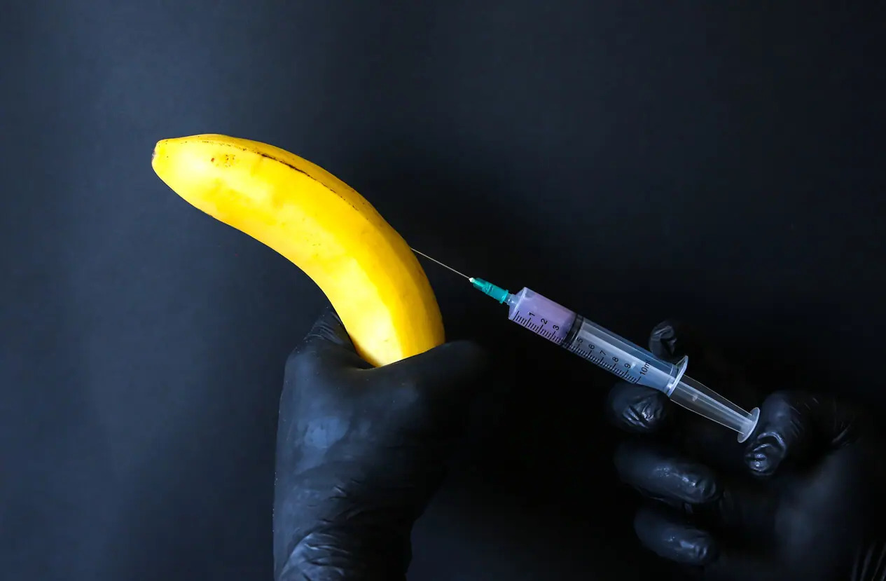 Yellow Banana with syringe